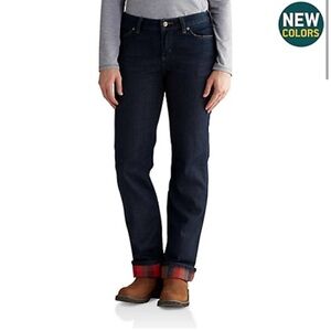 Carhartt Flannel Lined Straight Leg Original Fit Jeans Women's Size 14 Regular